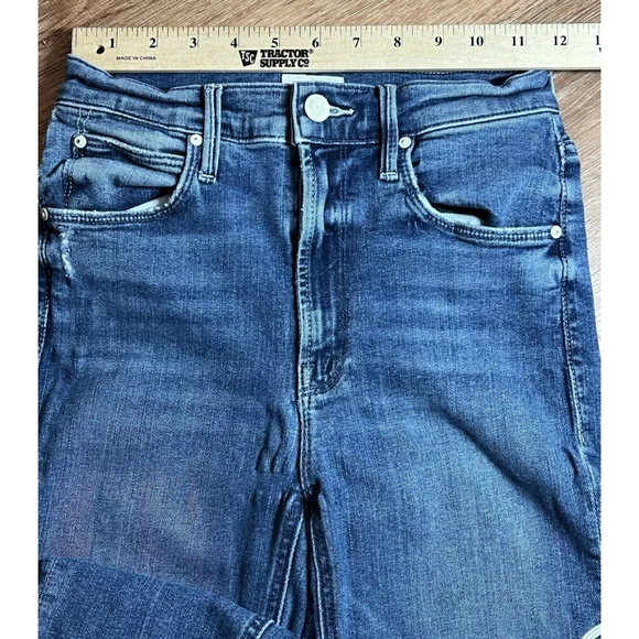 Mother Denim The Mid Rise Dazzler Hoover Ankle Fray Jeans Getalongs Size 24 - Picture 7 of 10